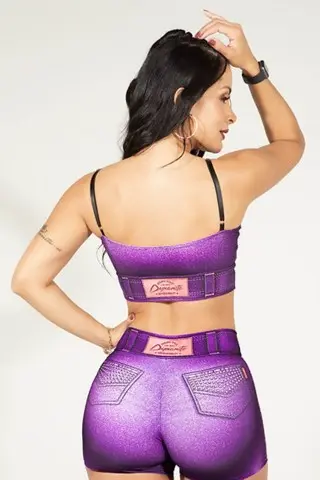 Top Dynamite Fake Jeans Orchid Roxo