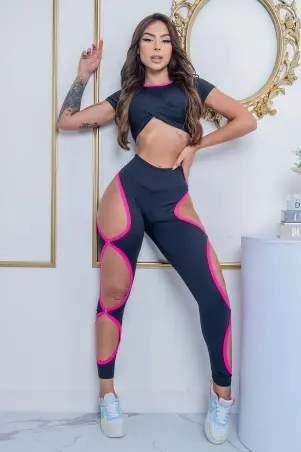 PeopleFit Black with Pink Neon Set