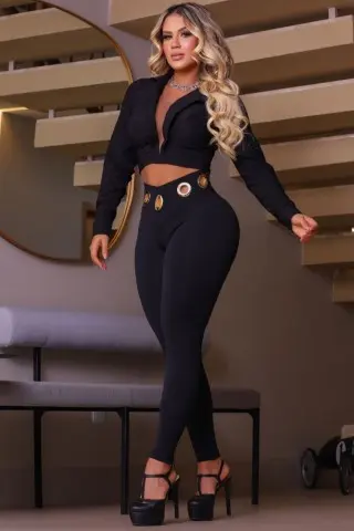 Black Blazer Cropped Top