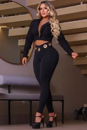 Black Blazer Cropped Top