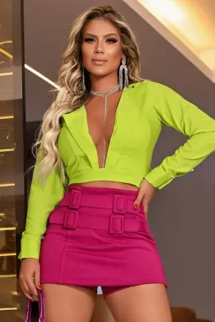 Cropped Blazer Verde Neon