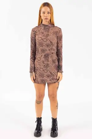 Fullprint Soul Tulle Dress In Beige