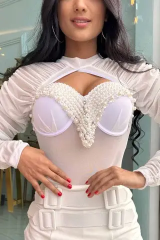 Frowned White Bodysuit Frowned White Bodysuit