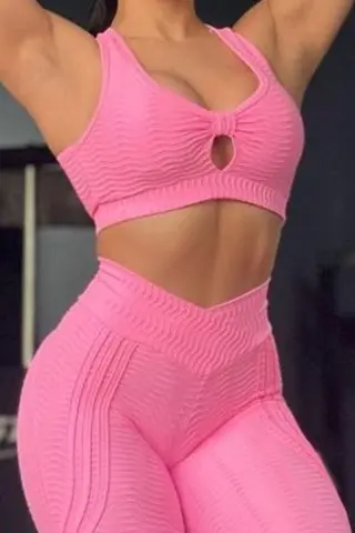 Pink flower power brocade set