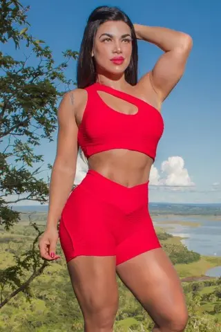 Conjunto Short Brocado Red Hot