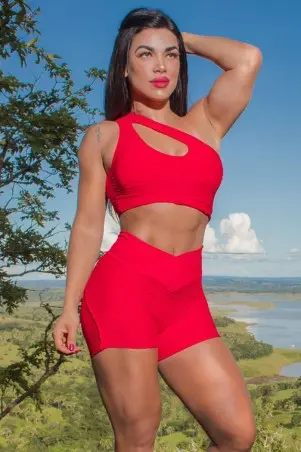 Conjunto Short Brocado Red Hot