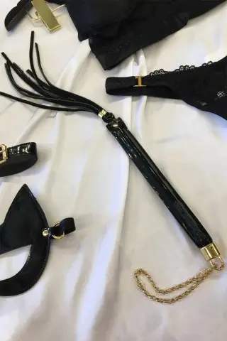 Erotic Black Leather Whip