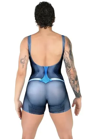 Holo Blue Dynamite Fitness Romper
