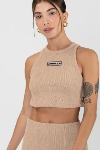 Cropped Labellamafia Canelado Bege Cropped Labellamafia Canelado Bege