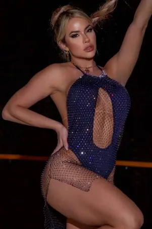 Black Strass Dress With Bodysuit