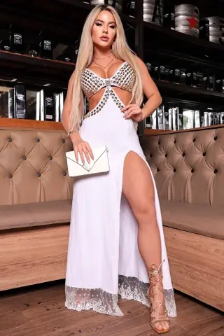 Vestido Decotado Royal Branco