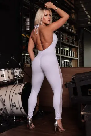 Macacão Lourence Cravejado Branco