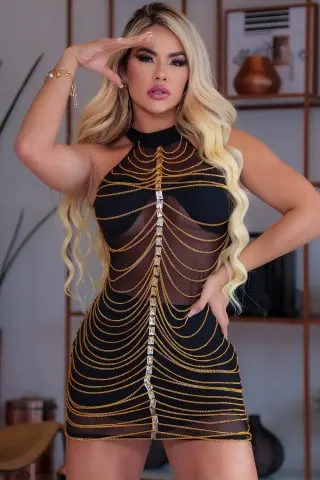 Black Gold Coat Dress