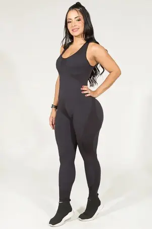 Black Noir Apple Booty Fitness Jumpsuit