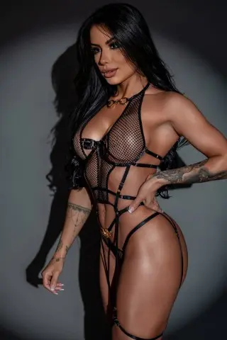 Black Fuchsia Fishnet Scarlett Set