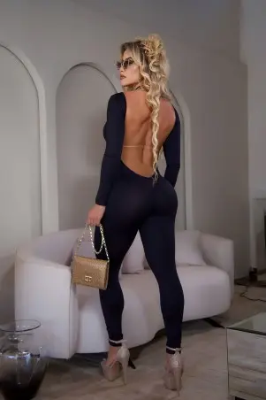 Basic Black Jumpsuit Open Back