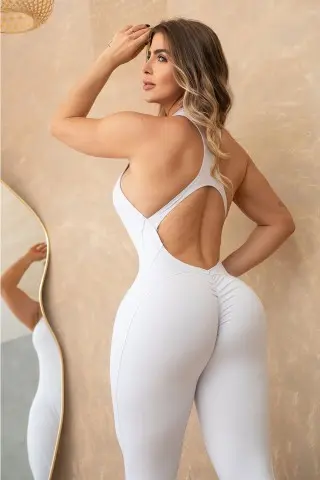 Macacão Zíper Grip Branco Macacão Zíper Grip Branco