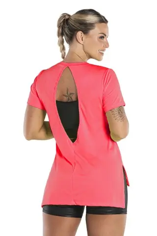 Fluorescent Pink Open Back Blouse