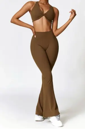 Brown Push Up V Flare Leggings w/u