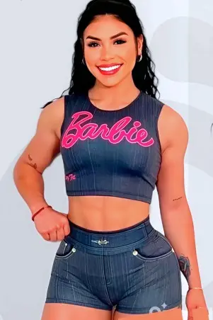 Shorts Fake Jeans Barbie Blue Donna Shape C/E