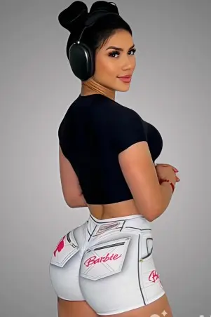 Shorts Fake Jeans Barbie Donna Shape Clean C/E