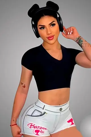 Shorts Fake Jeans Barbie Donna Shape Clean C/E