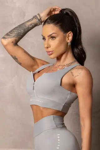 Gray Top Runner with Zipper