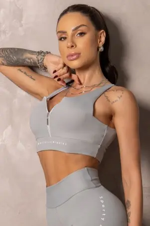 Gray Top Runner with Zipper