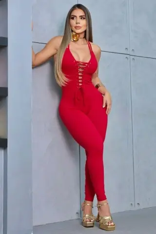 Macacão Dama Chic Vermelho C/E