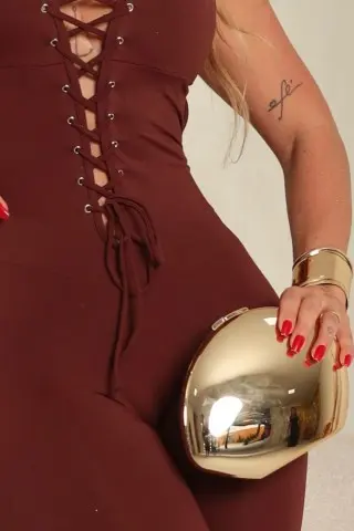 Macacão Dama Chic Marrom C/E