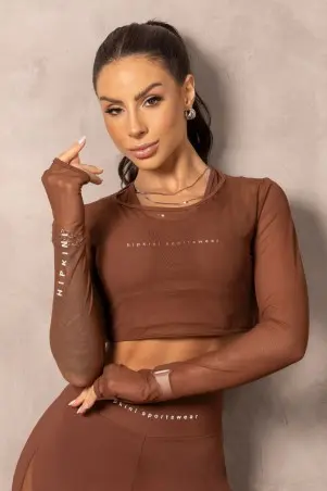 Blusa de Tule Balance Marrom