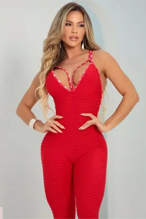 Macacão Toque de Luxo Vermelho C/E