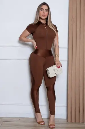 Macacão Cat Eye Donna Shape Marrom