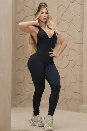 Black Chic Ribbed Jumpsuit C/E