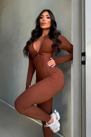 Macacão Gringa Viés Marrom S/E