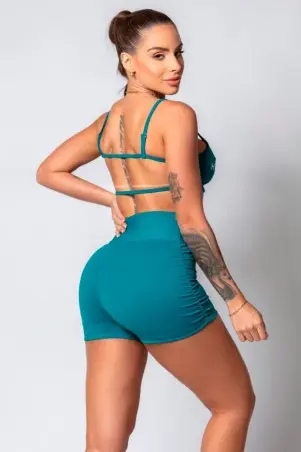 Green Style Shorts with Silk