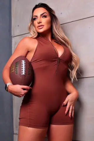 Brown Zipper Romper C/E