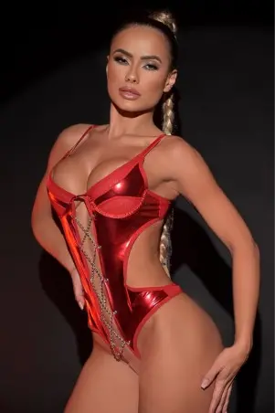 Ruby Vinyl Bodysuit