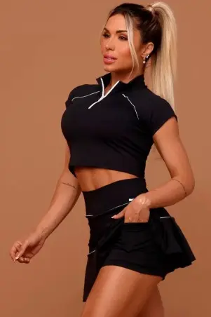 Cassie Black Skirt Shorts