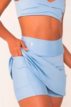 Sky Blue Shorts Skirt with Internal Pocket