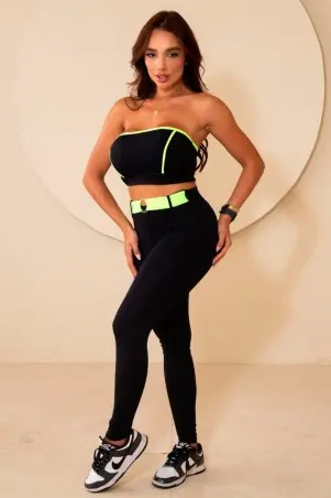 Legging Empina Bumbum Cinto Elástico Preto C/E