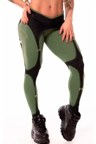 Legging Suspensórios Verde Militar Dynamite S/E