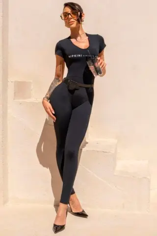 Time For Me Black Short Sleeve Jumpsuit S/E