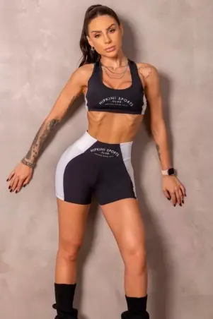 Black and White Runner Shorts with Silk C/E