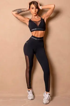 Legging Enjoy The Moment Preto Com Tule S/E