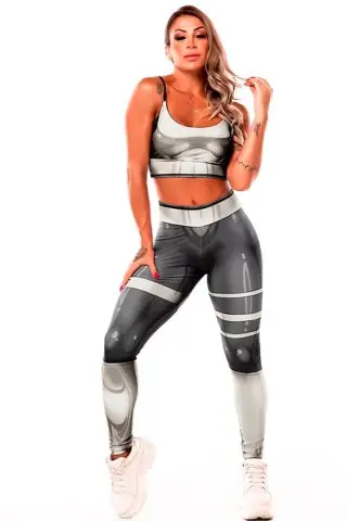 Mercury Black Silver Printed Top