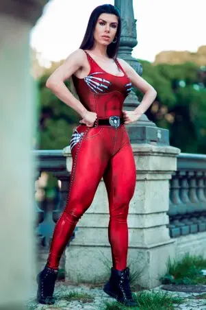 Macacão Fitness Naughty Skeleton Red