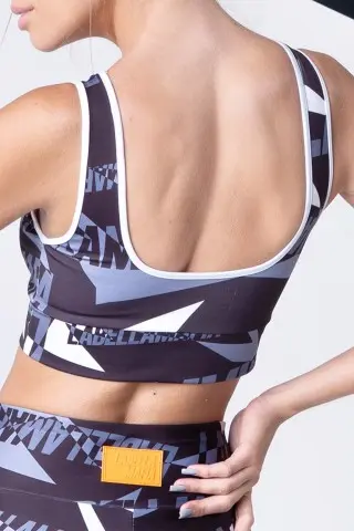 Top LabellaMafia Logomania Branco com Estampa